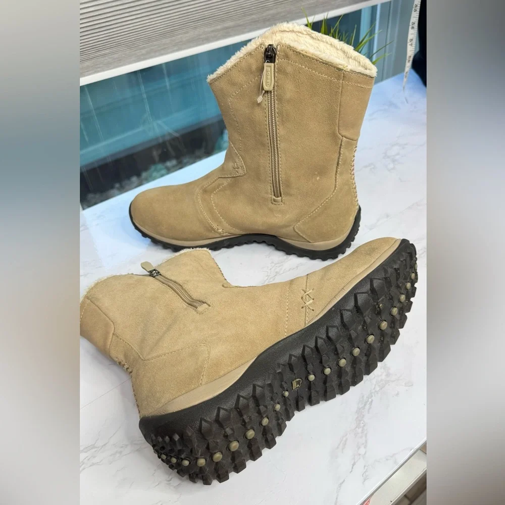 Sorel Maribel Waterproof‎ Suede Winter Boots Size 9, Camel Tan, Faux Fur